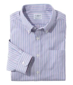 L.L.Bean Men's Wrinkle-Free Pinpoint Oxford Cloth Shirt, Traditional Fit Stripe