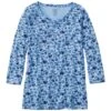 L.L.Bean Women's Pima Cotton Shaped Jewelneck Tee, Three-Quarter-Sleeve Print -L.L.Bean 504337 54224 41