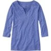 L.L.Bean Women's Pima Cotton Tunic, Three-Quarter-Sleeve Splitneck Print
