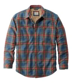 L.L.Bean Men's Sherpa-Lined Scotch Plaid Shirt, Slightly Fitted