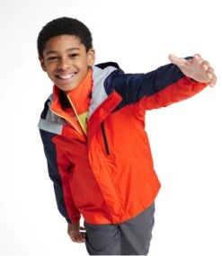 L.L.Bean Kids' Trail Model Rain Jacket, Lined, Colorblock -L.L.Bean 506503 0 45