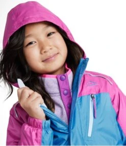 L.L.Bean Kids' Trail Model Rain Jacket, Lined, Colorblock -L.L.Bean 506503 0 46