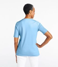 L.L.Bean Women's Pima Cotton Tee, Notch-Neck Elbow-Sleeve Tunic 9 L.L.Bean Women's Pima Cotton Tee, Notch-Neck Elbow-Sleeve Tunic -L.L.Bean 506785 0 45