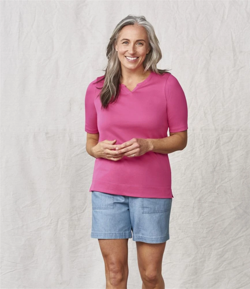 L.L.Bean Women's Pima Cotton Tee, Notch-Neck Elbow-Sleeve Tunic 7 L.L.Bean Women's Pima Cotton Tee, Notch-Neck Elbow-Sleeve Tunic - Image 5