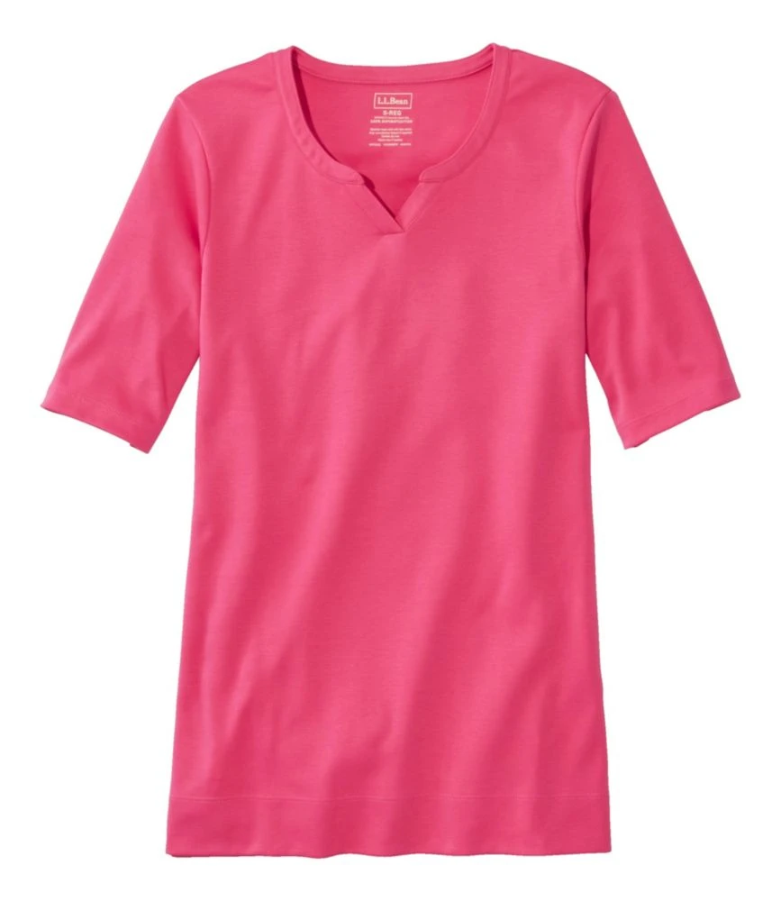 L.L.Bean Women's Pima Cotton Tee, Notch-Neck Elbow-Sleeve Tunic 3 L.L.Bean Women's Pima Cotton Tee, Notch-Neck Elbow-Sleeve Tunic