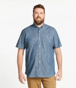 L.L.Bean Men's Comfort Stretch Chambray Shirt, Traditional Untucked Fit, Short-Sleeve -L.L.Bean 513685 0 46