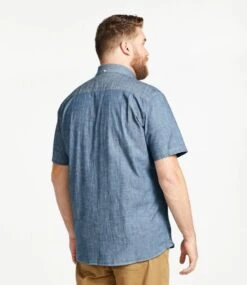 L.L.Bean Men's Comfort Stretch Chambray Shirt, Traditional Untucked Fit, Short-Sleeve -L.L.Bean 513685 0 47
