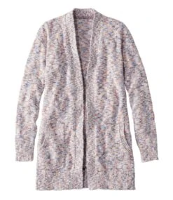 L.L.Bean Women's Cotton Ragg Sweater, Open Cardigan Space-Dye