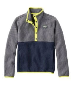 L.L.Bean Kids' Quilted Quarter-Snap Pullover, Colorblock
