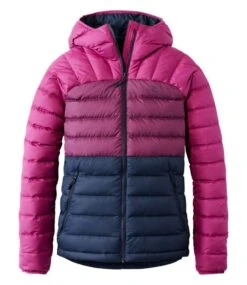 L.L.Bean Women's Bean's Down Hooded Jacket, Colorblock