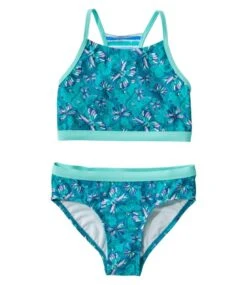 L.L.Bean Girls' Watersports Swimwear, Crop-Top Bikini Set