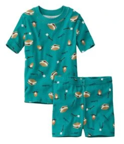 L.L.Bean Kids' Organic Cotton Fitted Pajamas, Short-Sleeve