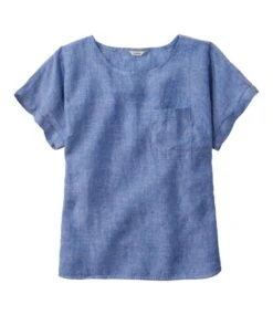 L.L.Bean Women's Premium Washable Linen Shirt, Short-Sleeve Tee