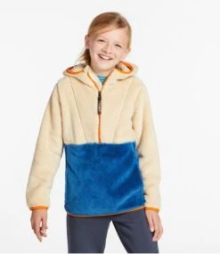 Kids' L.L.Bean Hi-Pile Fleece Hooded Pullover, Colorblock -L.L.Bean 516895 0 45 1