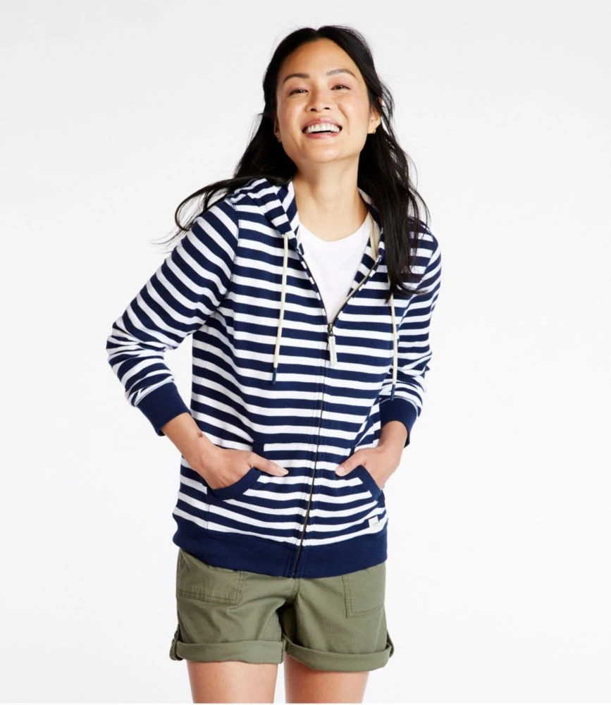 L.L.Bean Women's Organic Cotton Hooded Sweatshirt, Long-Sleeve Stripe 4 L.L.Bean Women's Organic Cotton Hooded Sweatshirt, Long-Sleeve Stripe - Image 2