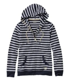 L.L.Bean Women's Organic Cotton Hooded Sweatshirt, Long-Sleeve Stripe