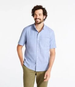 L.L.Bean Men's Comfort Stretch Oxford Shirt, Short-Sleeve, Slightly Fitted Untucked Fit -L.L.Bean 517246 0 44