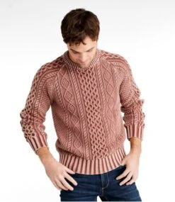 L.L.Bean Men's Signature Cotton Fisherman Sweater, Crewneck, Washed -L.L.Bean 517313 0 44