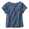 L.L.Bean Women's Premium Washable Linen Shirt, Short-Sleeve Tee Stripe -L.L.Bean 517773 52337 41