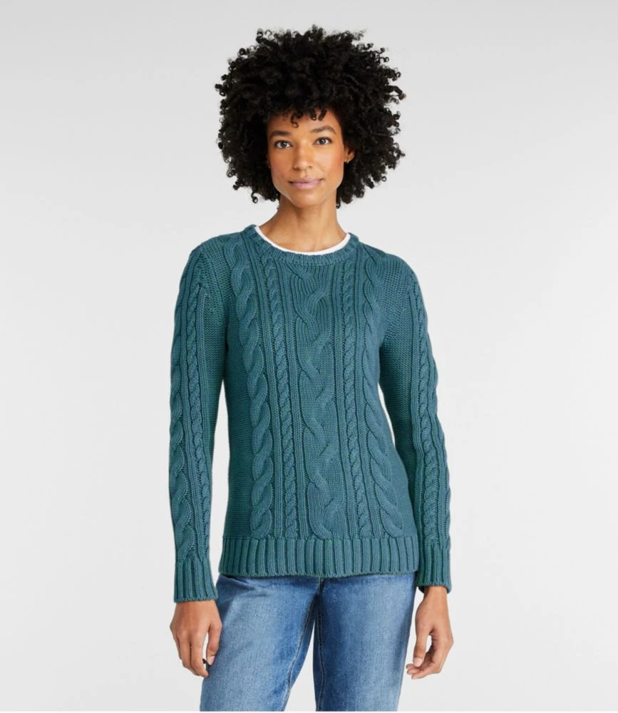 L.L.Bean Women's Double L® Cable Sweater, Crewneck 4 L.L.Bean Women's Double L® Cable Sweater, Crewneck - Image 2