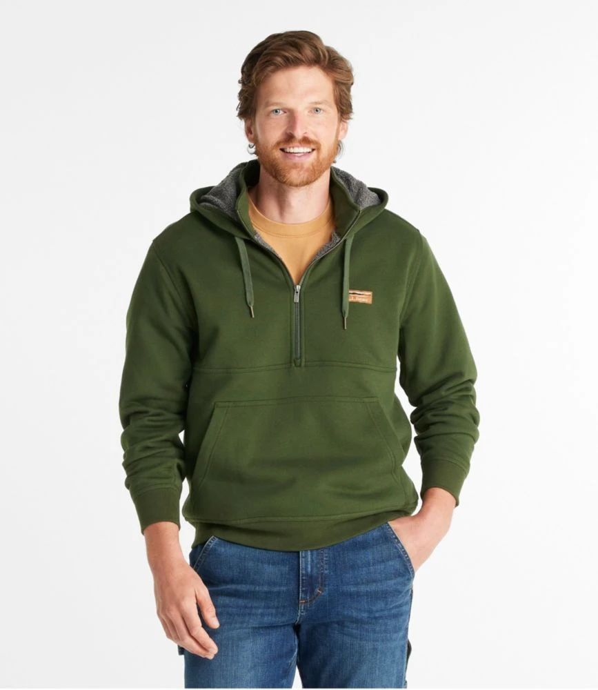 L.L.Bean Men's Katahdin Iron Works® Half-Zip Sweatshirt, Hooded, Fleece-Lined 4 L.L.Bean Men's Katahdin Iron Works® Half-Zip Sweatshirt, Hooded, Fleece-Lined - Image 2