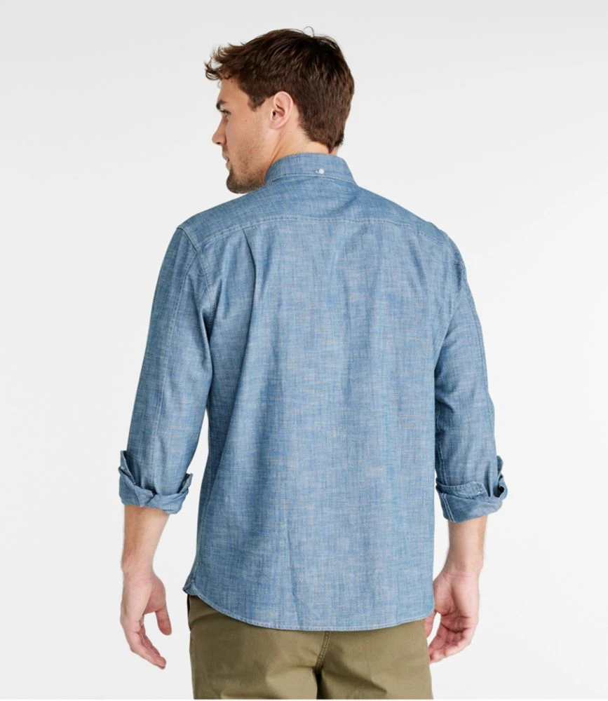 L.L.Bean Men's Comfort Stretch Chambray Shirt, Long-Sleeve, Slightly Fitted Untucked Fit 5 L.L.Bean Men's Comfort Stretch Chambray Shirt, Long-Sleeve, Slightly Fitted Untucked Fit - Image 3