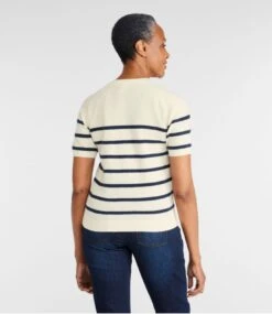 L.L.Bean Women's Classic Cashmere Sweater, Short-Sleeve Tee Stripe -L.L.Bean 519946 0 45