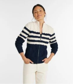 L.L.Bean Women's Bean's Heritage Soft Cotton Fisherman Sweater, Cardigan Pattern -L.L.Bean 520175 0 44