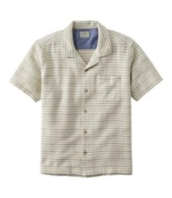 L.L.Bean Men's Rugged Waffle Shirt, Stripe, Traditional Untucked Fit, Short-Sleeve