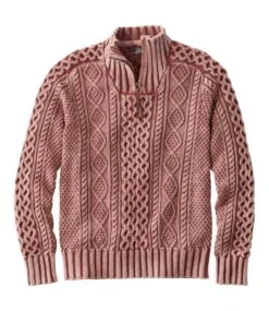 L.L.Bean Men's Signature Cotton Fisherman Sweater, Quarter-Zip, Washed